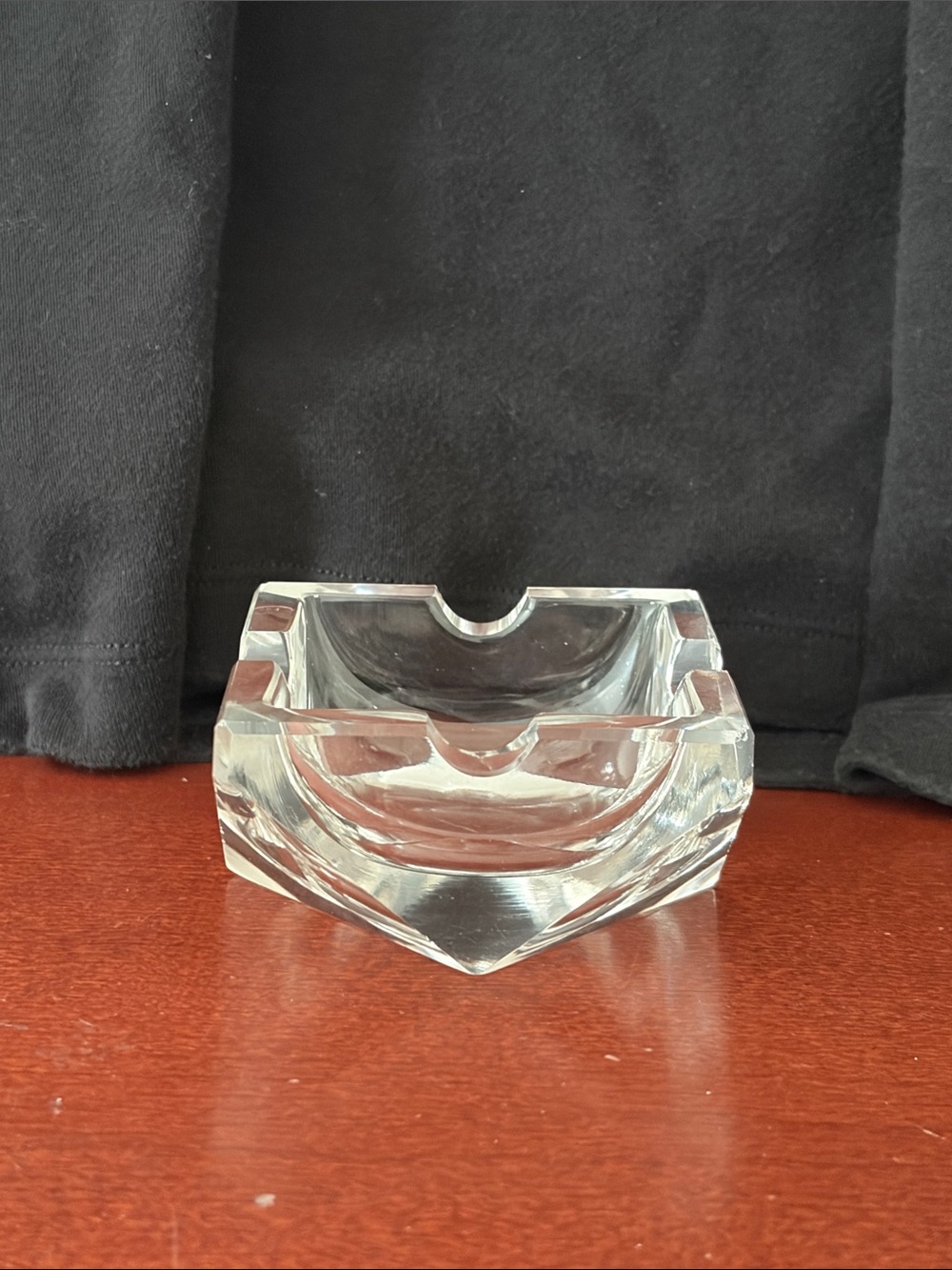 Clear Glass Ashtray - Faceted Crystal Design